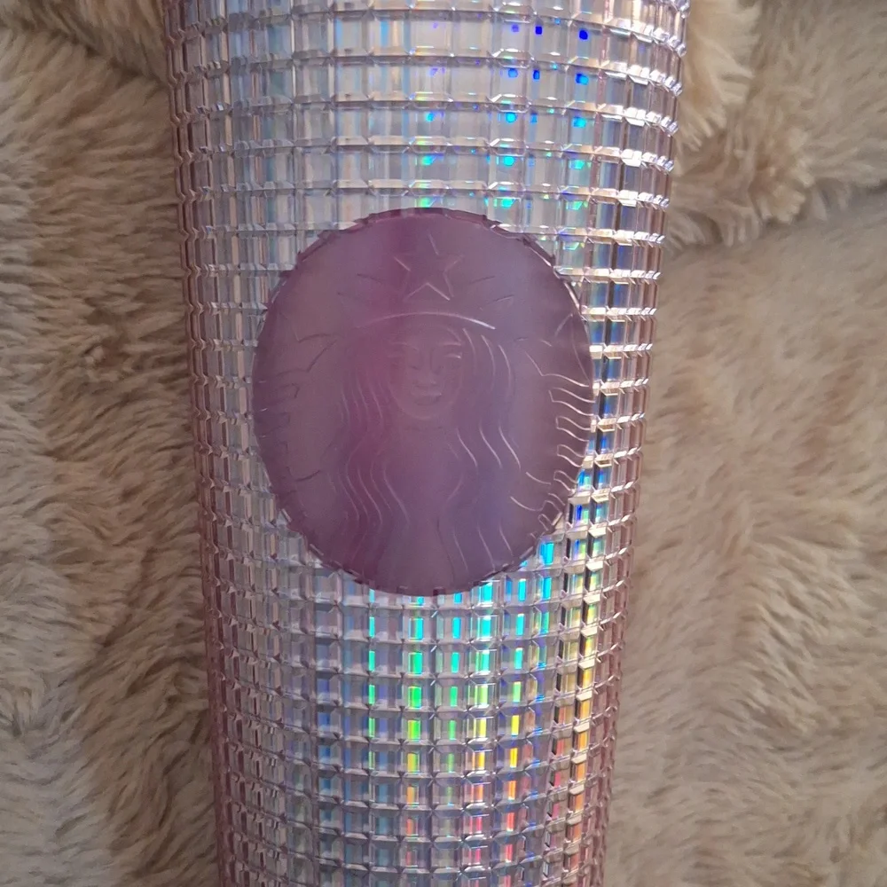 Starbucks 2023 Iridescent Pink Silver Bubblegum Grid Cold Tumbler- NEW